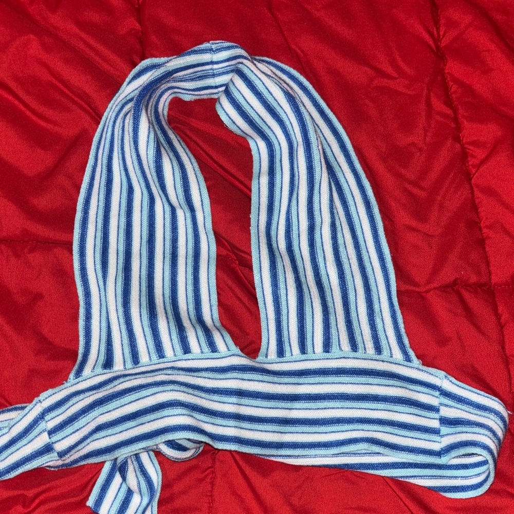 Blue and White Striped Halter Top